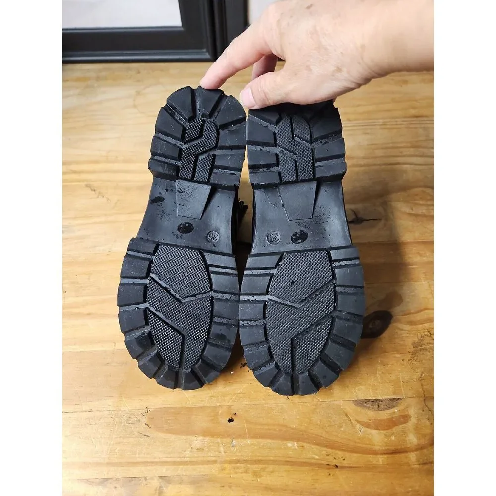 kkdom Kids Waterproof Lace Up Side Zipper Ankle Combat Boots Sz 2 little kid‎